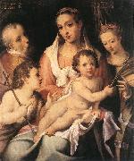 PASSEROTTI, Bartolomeo Holy Family with the Infant St John the Baptist and St Catherine of Alexandria f oil painting on canvas